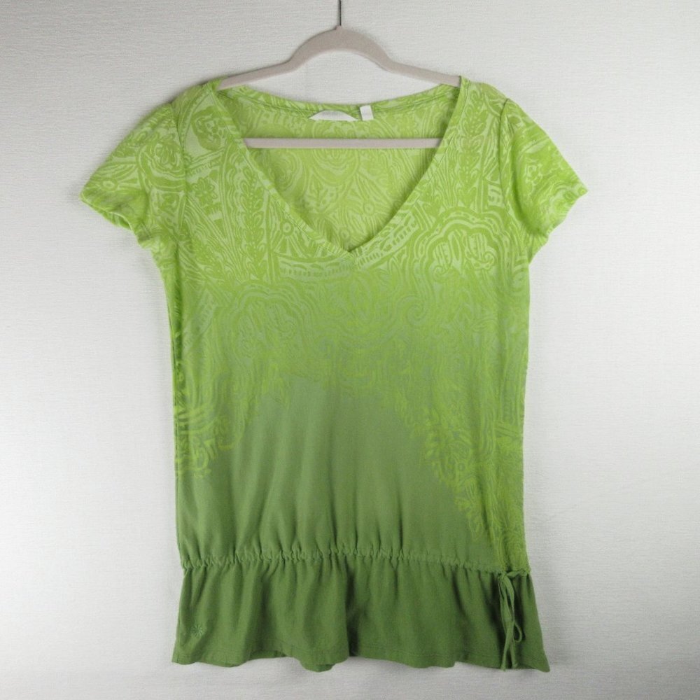 Athleta Burnout Tunic Size L Drawstring Dropwaist Apple Green